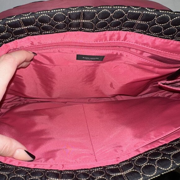 Kate Spade Black & Gold Geometric Messenger Bag With Pink Interior - Picture 5 of 6